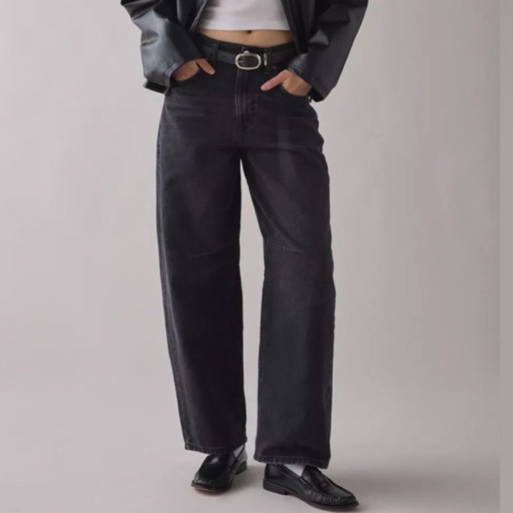 BDG Urban Outfitters Logan Barrel High Waist Baggy Wide Leg Jeans Black Sze 31W